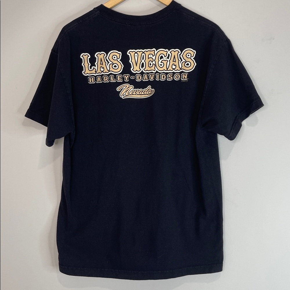 Harley Davidson Men’s Las Vegas Pinup Style Graphic T-Shirt Black Front Back L - Picture 7 of 11